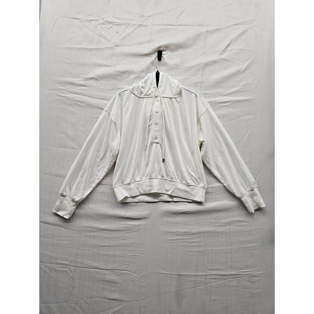 Universal Thread Womens Henley Pullover Hoodie White Cotton Blend Casual Size S